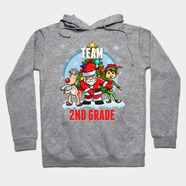 Team 2ND GRADE Santa Elf Reindeer Flossing Kids Christmas Hoodie by johnbbmerch